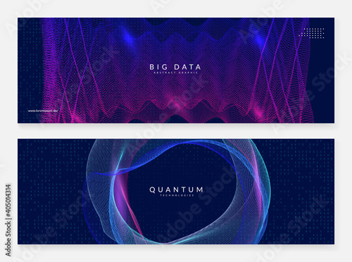 Big data abstract. Digital technology background. Artificial intelligence and deep learning concept. Tech visual for software template. Partical big data abstract backdrop.