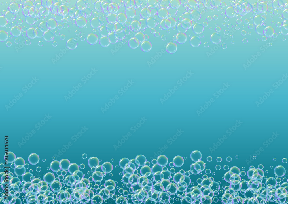 Foam party background with shampoo and soap suds bubbles. 3d vector
