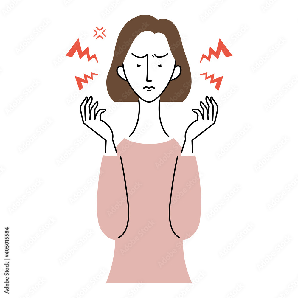 イライラした様子の女性 イライラした様子の女性