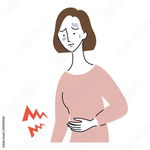 胃・お腹が痛む様子の女性