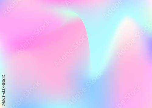 Gradient mesh abstract background. Stylish holographic backdrop with gradient mesh. 90s, 80s retro style. Pearlescent graphic template for brochure, banner, wallpaper, mobile screen.