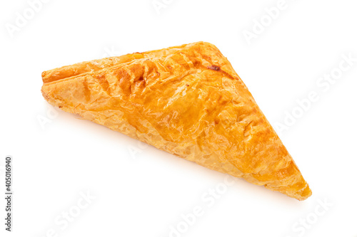 Puff pastry triangle  isolated on white background.