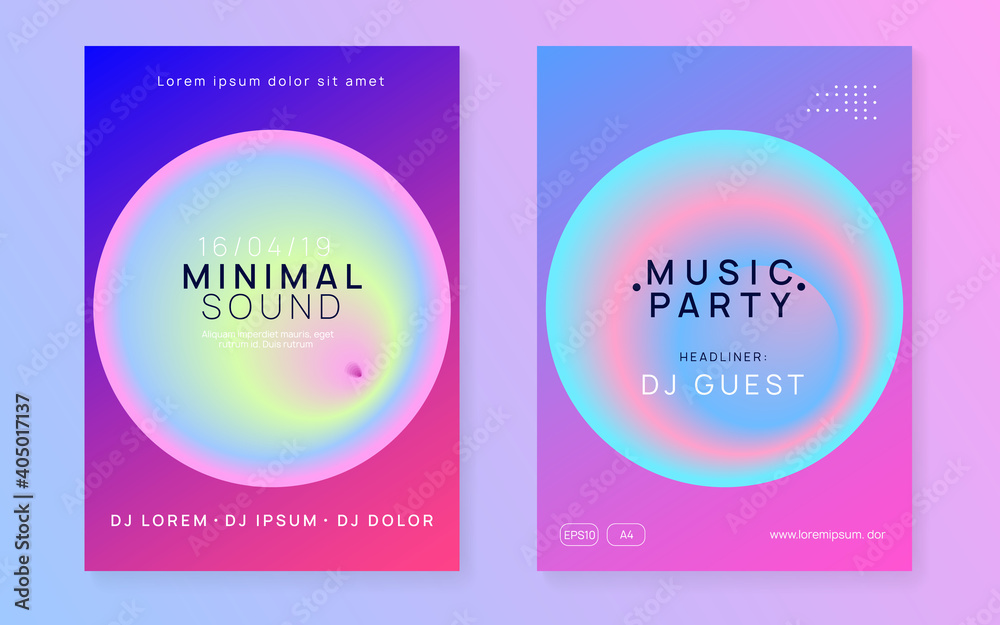 Summer music set. Fluid holographic gradient shape and line. Futuristic disco club cover design. Electronic sound. Night dance lifestyle holiday. Fest poster and flyer for summer music. Summer music set. Fluid holographic gradient shape and line. Futuristic disco club cover design. Electronic sound. Night dance lifestyle holiday. Fest poster and flyer for summer music.
