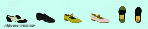 set of tap shoes cartoon icon design template with various models. vector illustration isolated on blue background