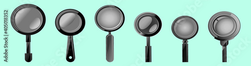 set of magnifying glass cartoon icon design template with various models. vector illustration isolated on blue background
