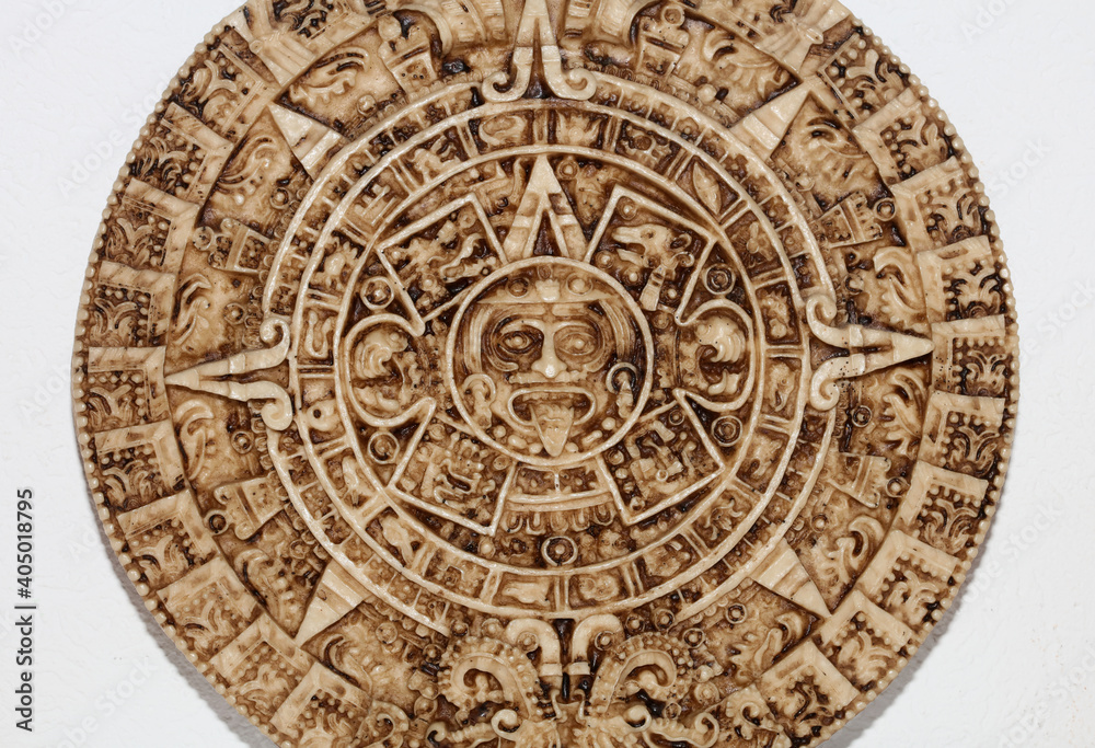 Aztec sun stone close up background modern high quality prints