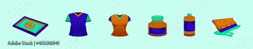 set of screen printing cartoon icon design template with various models. vector illustration isolated on blue background