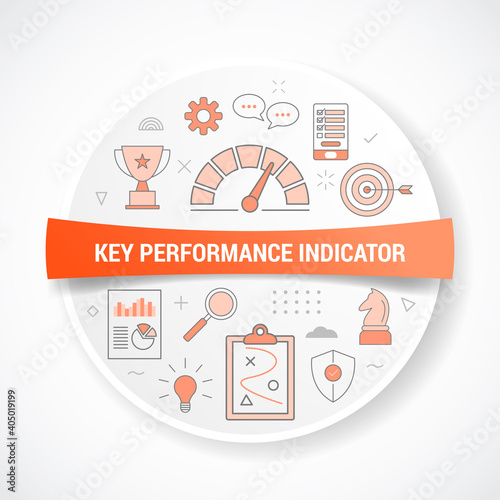 kpi key performance indicator with icon concept with round or circle shape