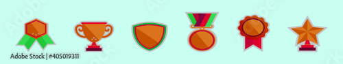 set of rewards cartoon icon design template with various models. vector illustration isolated on blue background