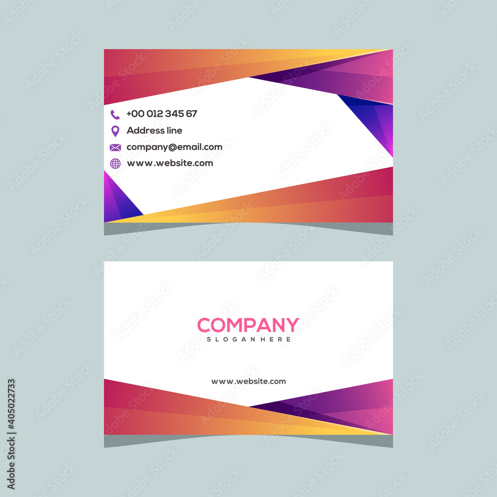 Business cards templates with colorful triangle gradiends. Modern abstract background.