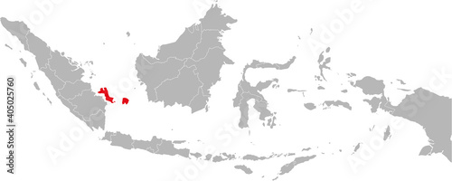 Bangka belitung province isolated on indonesia map. Gray background. Business concepts and backgrounds.