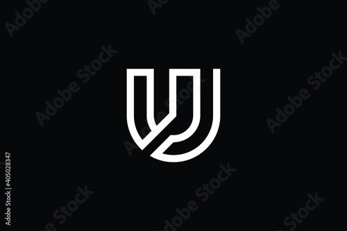 UJ logo letter design on luxury background. JU logo monogram initials letter concept. UJ icon logo design. JU elegant and Professional letter icon design on black background. U J JU UJ