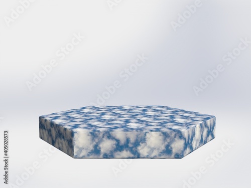 Abstract geometric marble podium on white background, blank podium for award presentations, product presentation background, podium model, stage podium or 3d illuminated.