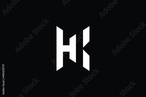 HK logo letter design on luxury background. KH logo monogram initials letter concept. HK icon logo design. KH elegant and Professional letter icon design on black background. K H HK KH
