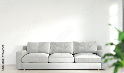 Sofa the living room,3d rendering,wall mockup, modern home design,minimal living room.