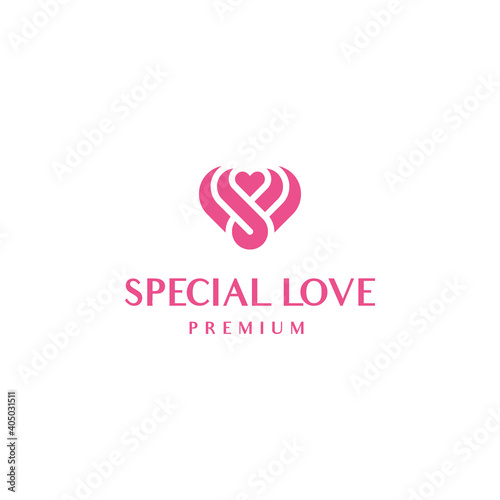 Love logo with abstract letter s symbol Premium Vector