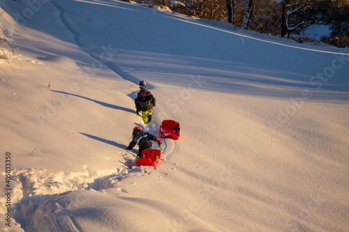 Great snowfall in Espinosa de los Monteros, north of Burgos, in Spain. photo