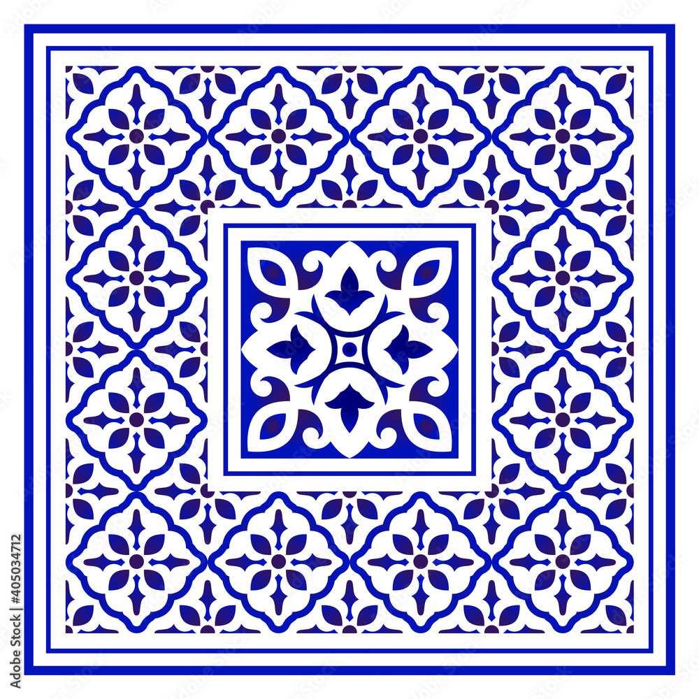 Obraz premium blue and white border decor