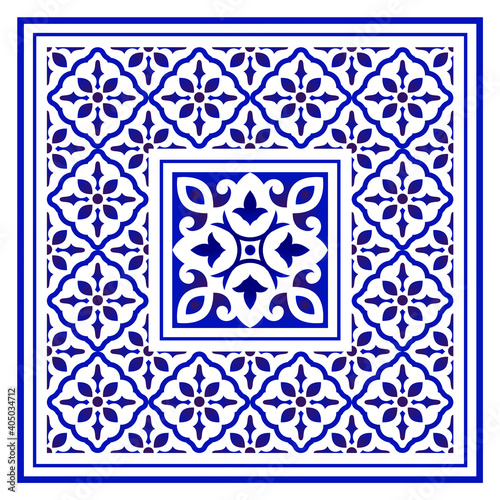blue and white border decor
