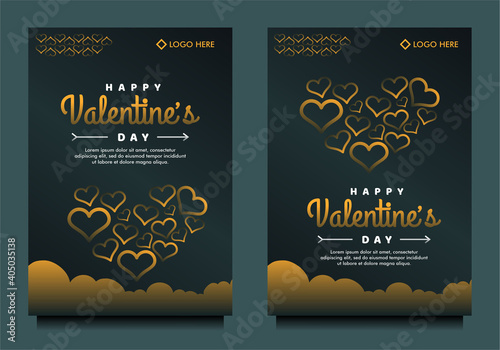 happy Valentine's day luxury banner, poster flyer template with abstract love ornament