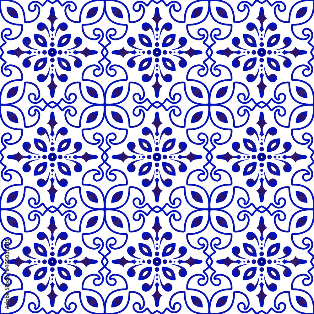 floral seamless blue pattern vector