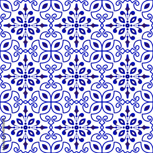 floral seamless blue pattern vector