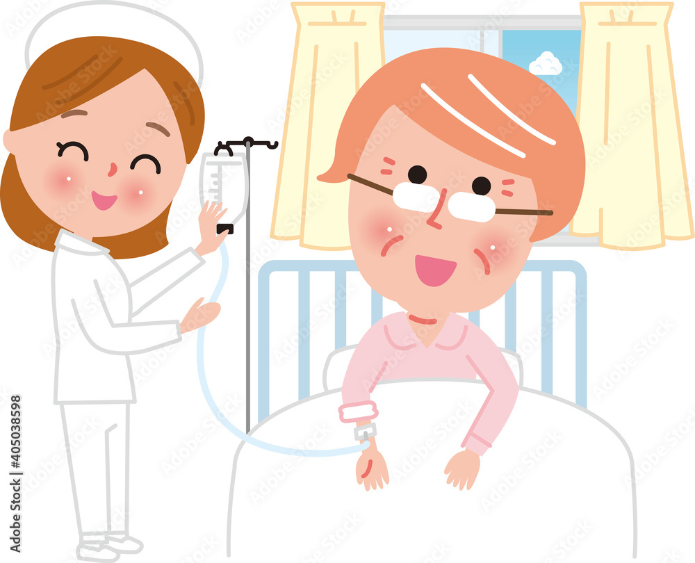 シニア女性入院点滴 Stock Vector | Adobe Stock
