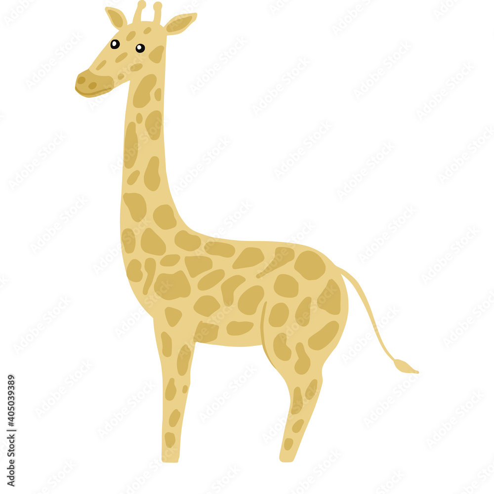 Giraffe full-length isolated on white background. Cute character from safari in pattern spots. Giraffe full-length isolated on white background. Cute character from safari in pattern spots.