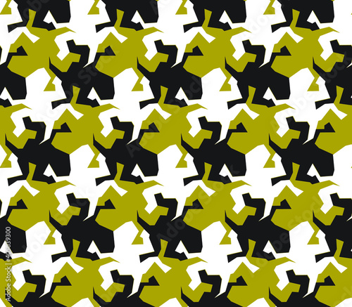 Fotografie Lizard tessellation repeating pattern in black, white and gold colors, vector il