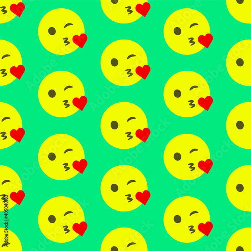 Seamless vector love emoticons smiles pattern. Valentine's day emoticon background. Romantic kiss heart emotion background for fabric, tectile, wrapping etc.