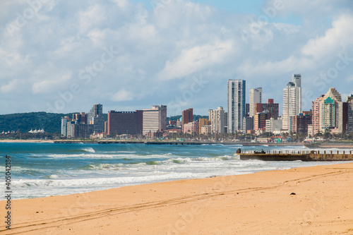 View of Pier and Beachfront Golden Mile from Durban's Beach © lcswart