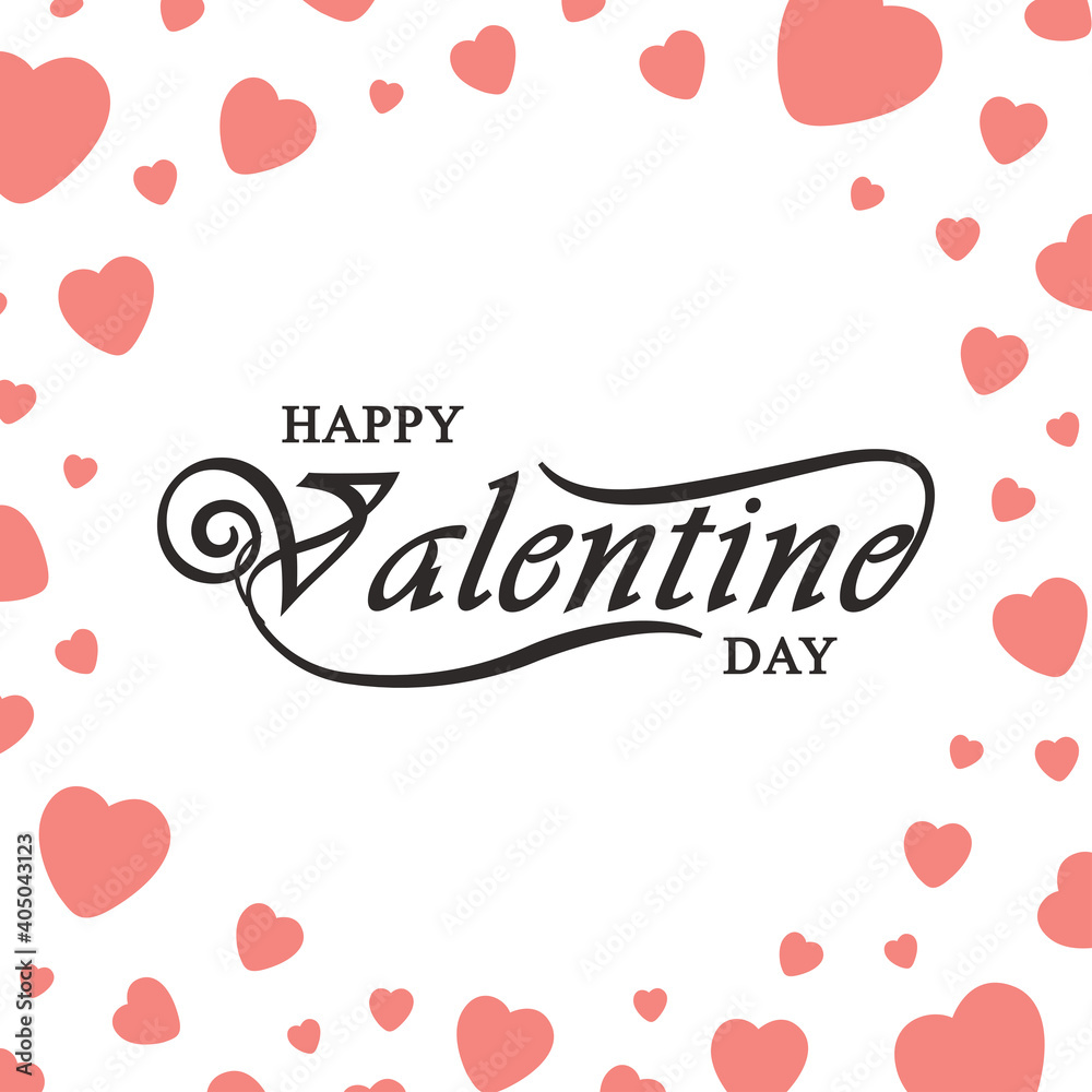 Happy Valentine's Day Design vector romantic greeting template background with heart ornament