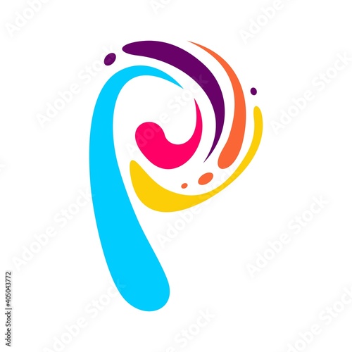 P letter with paint vector illustration template