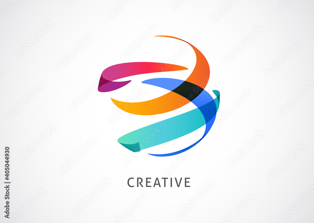 Creative, digital abstract colorful icon, element and symbol, world logo template