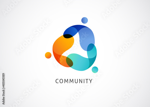 Abstract People symbol, togetherness and community concept design, creative hub, social connection icon, template and logo set photo