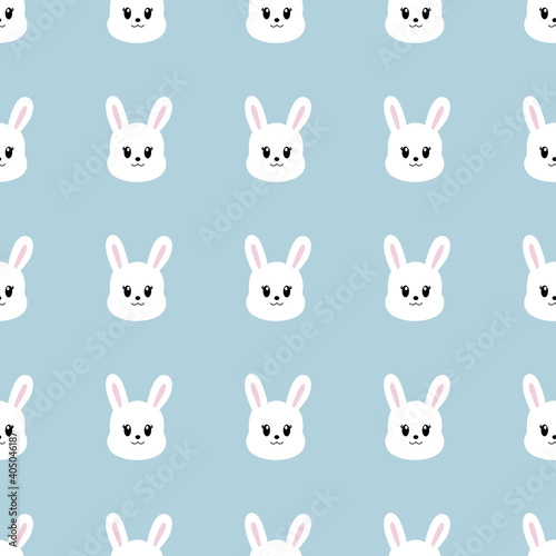 Seamless pattern with cute cartoon bunny . Vector illustration. 