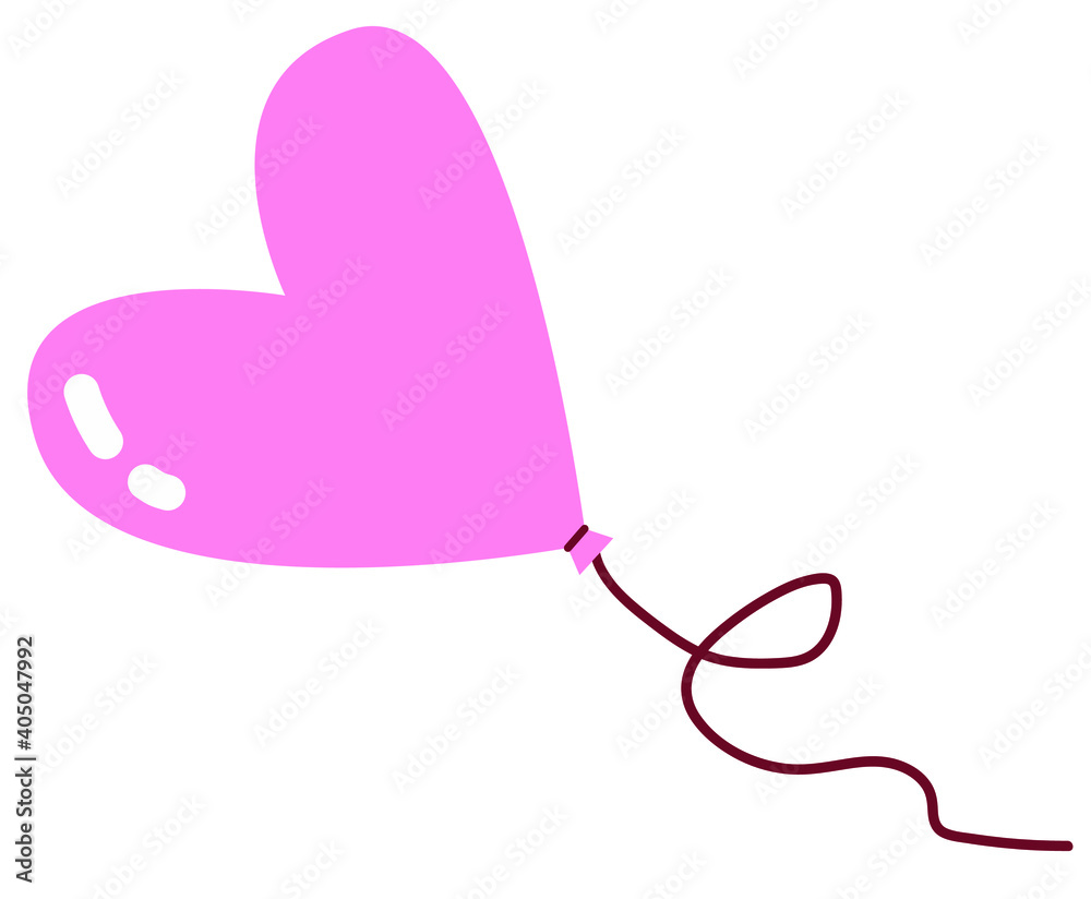 Heart shaped balloon. Flat style. White background, isolate. Stock illustration. Heart shaped balloon. Flat style. White background, isolate. Stock illustration.