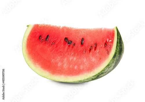 Slice of ripe watermelon isolated on white background