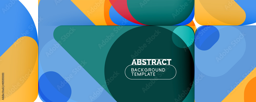 Flat geometric round shapes and dynamic lines, abstract background. Vector illustration for placards, brochures, posters and banners