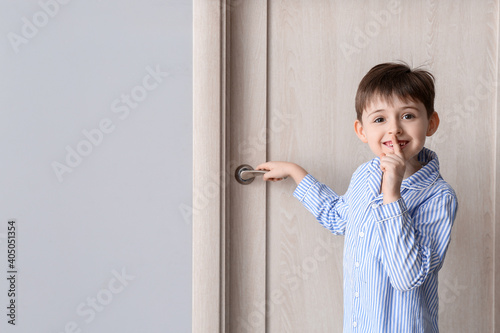 Cute little boy showing sil...