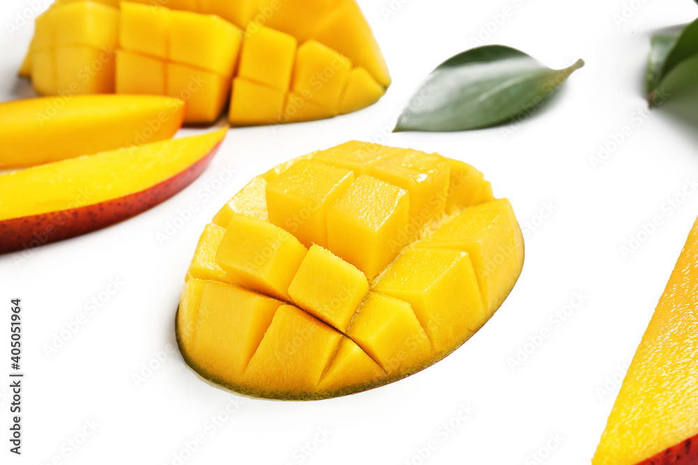 Sweet cut mango on white background