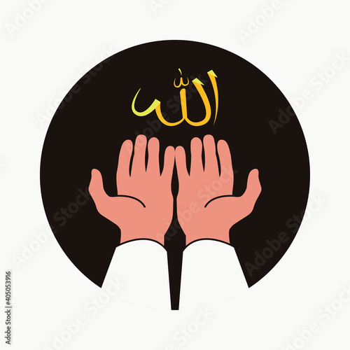 Hand praying moslem graphic design vector illustration