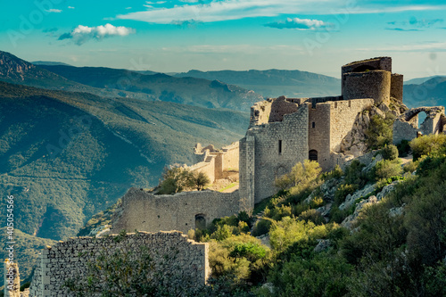 Peyrepertuse ruined fortress in the Corbieres Massif in France photo