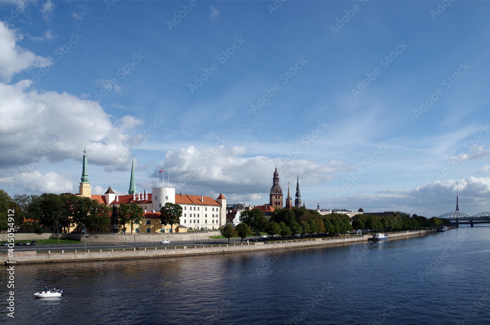 View to the Riga from the river (Latvia, Europe)