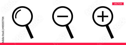 Magnifier icon sign cursor vector illustration set flat style design isolated on white background. Searching or zooming tool symbol magnifying glass icon.