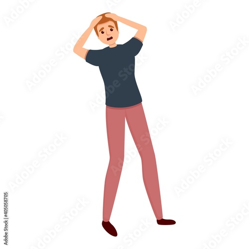 Comic scared man icon. Cartoon of comic scared man vector icon for web design isolated on white background