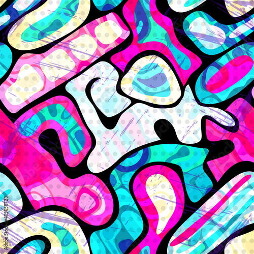 bright graffiti geometric seamless pattern grunge effect