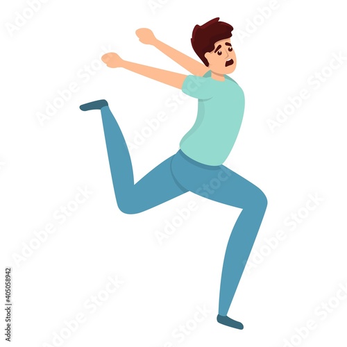 Panic running man icon. Cartoon of panic running man vector icon for web design isolated on white background