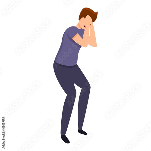 Afraid man icon. Cartoon of afraid man vector icon for web design isolated on white background