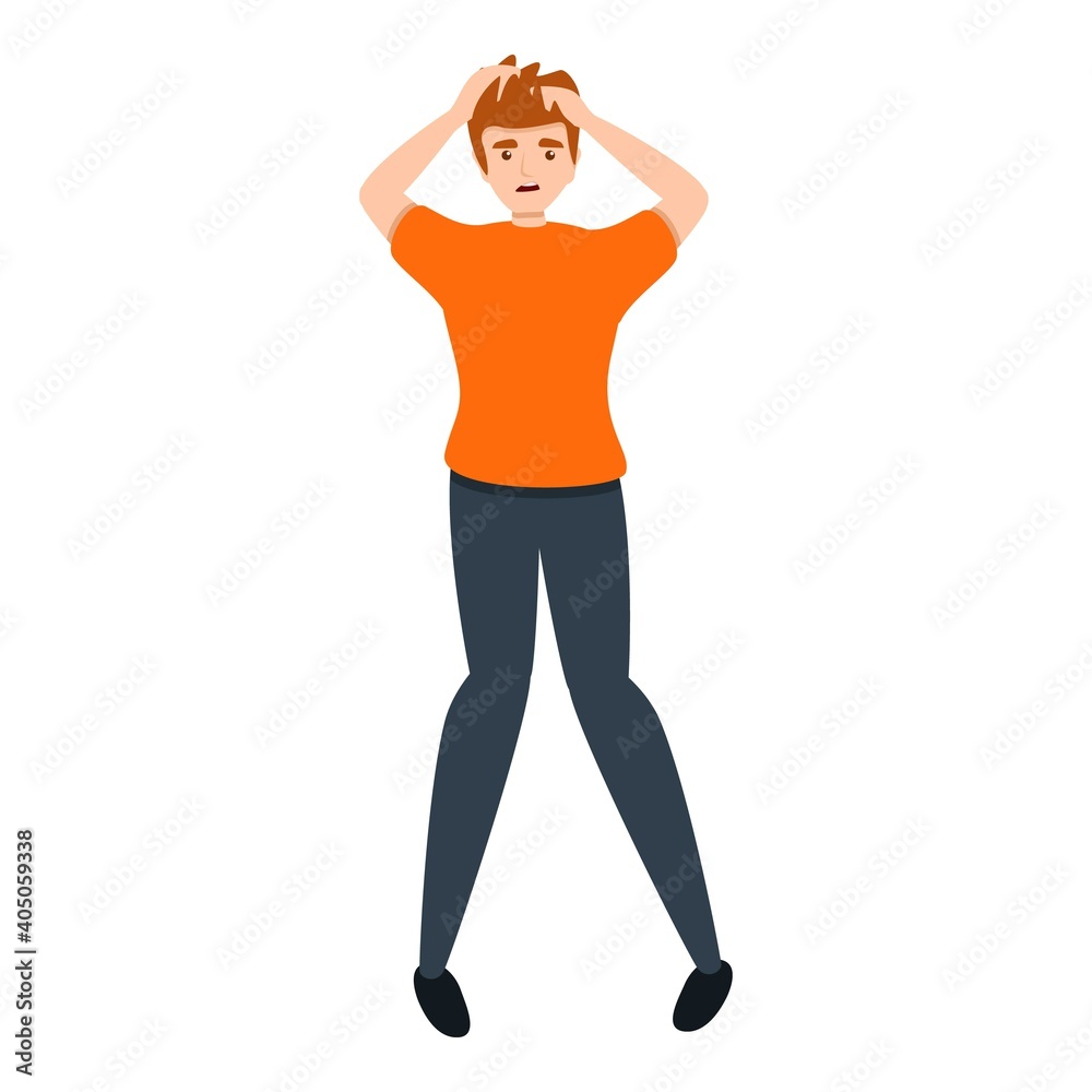 Scared mother icon. Cartoon of scared mother vector icon for web design isolated on white background Scared mother icon. Cartoon of scared mother vector icon for web design isolated on white background